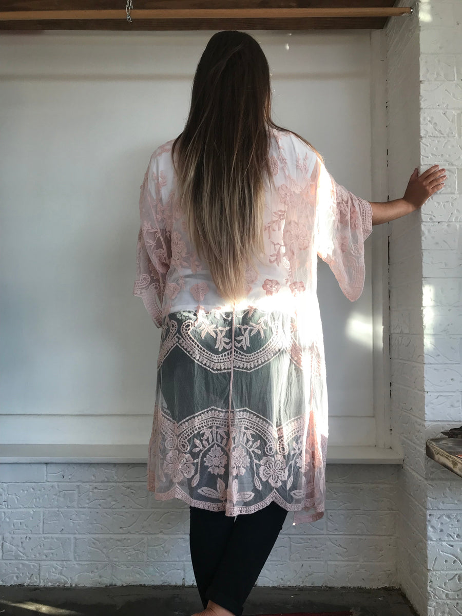 Rose Lace Duster Dusty Pink