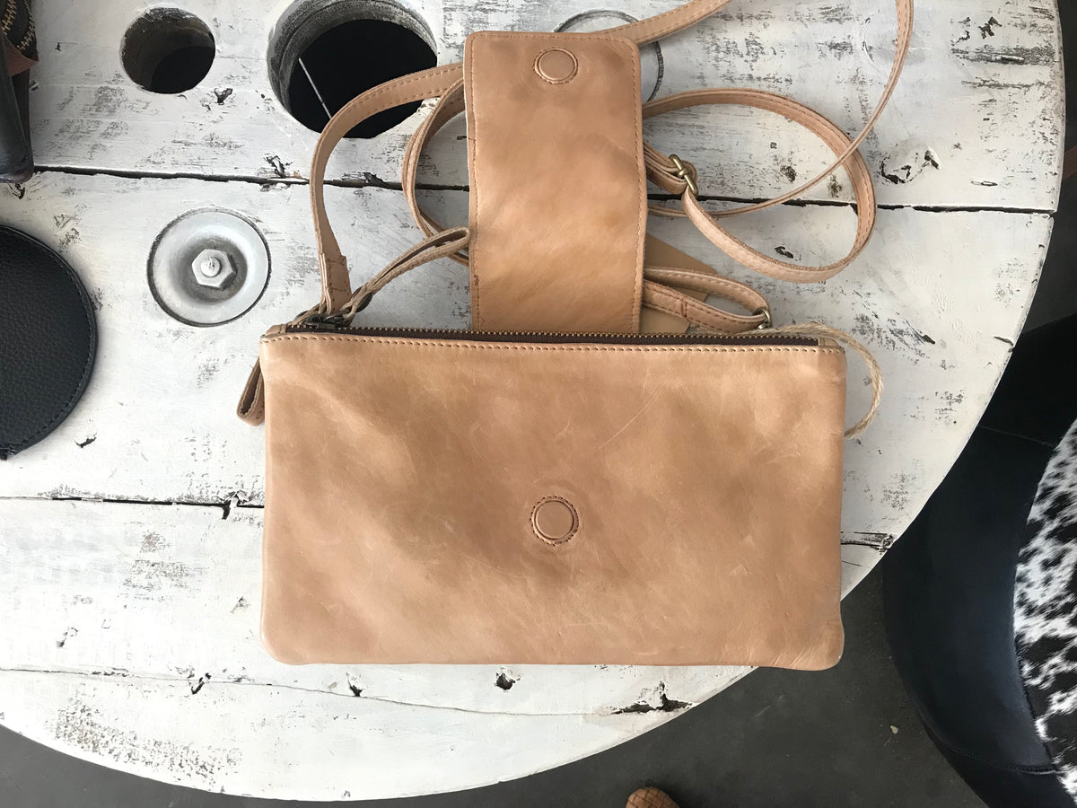 Kompanero Leather Wakely Bag - Taupe