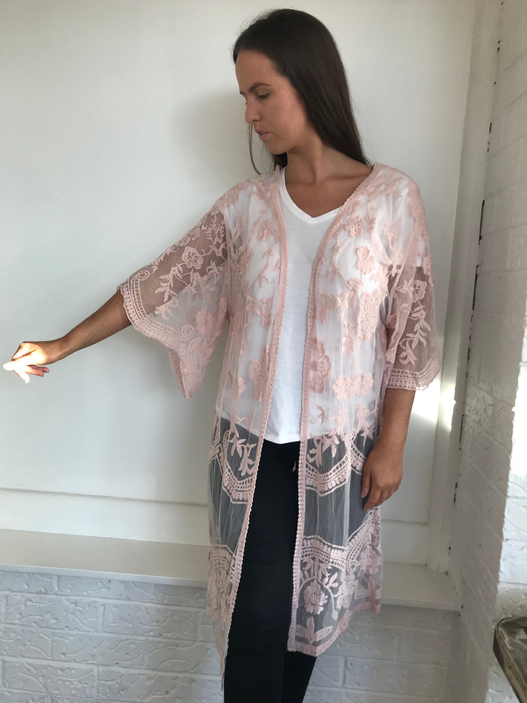 Rose Lace Duster - Dusty Pink