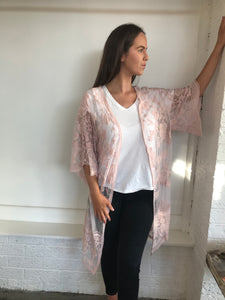 Rose Lace Duster - Dusty Pink